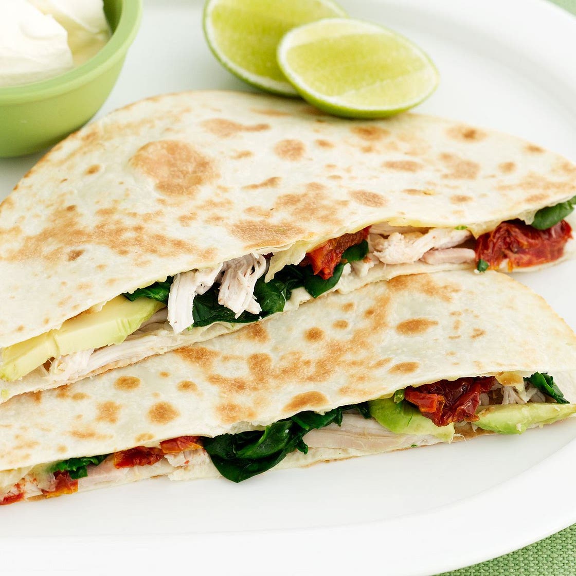 Chicken and avocado quesadillas