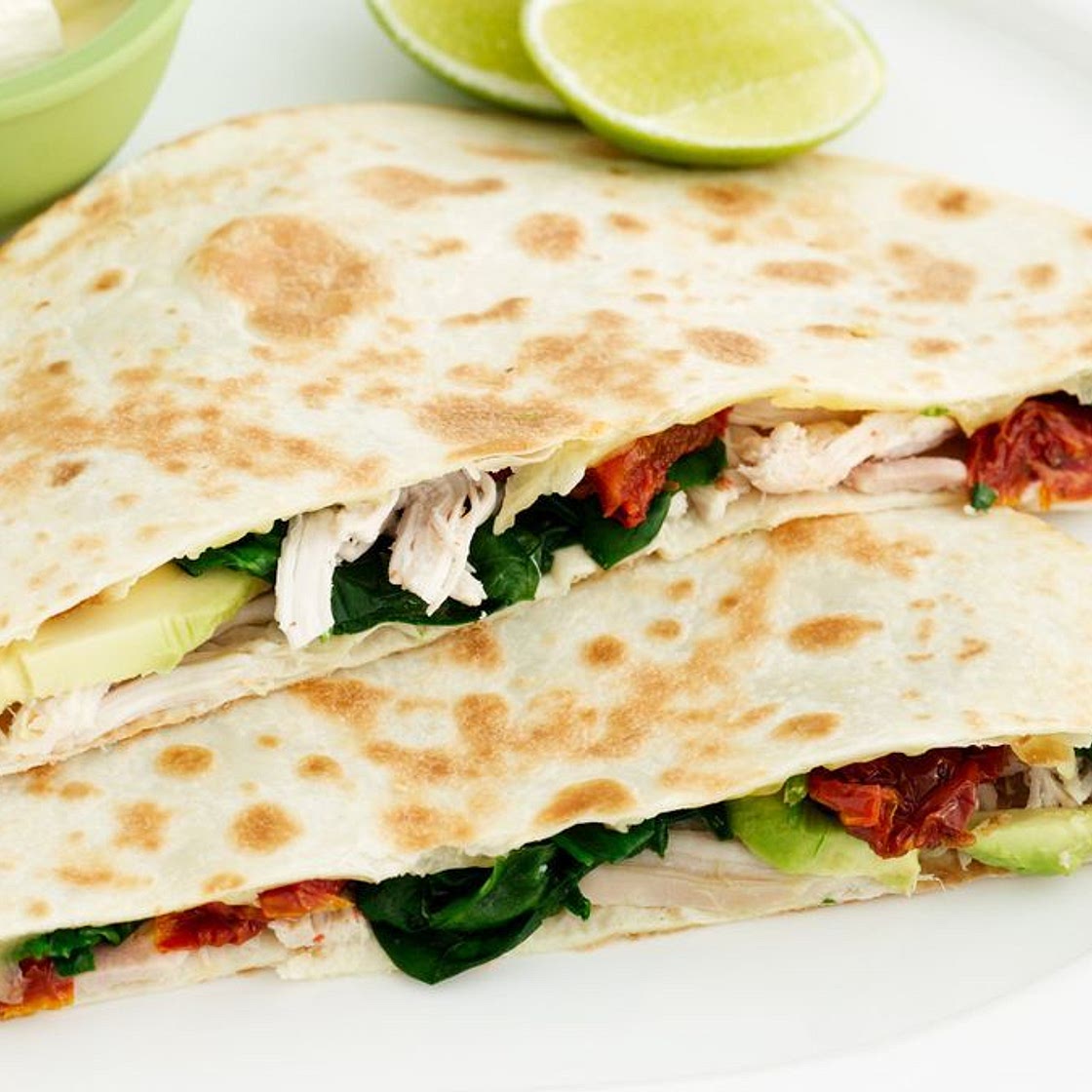 Chicken and avocado quesadillas