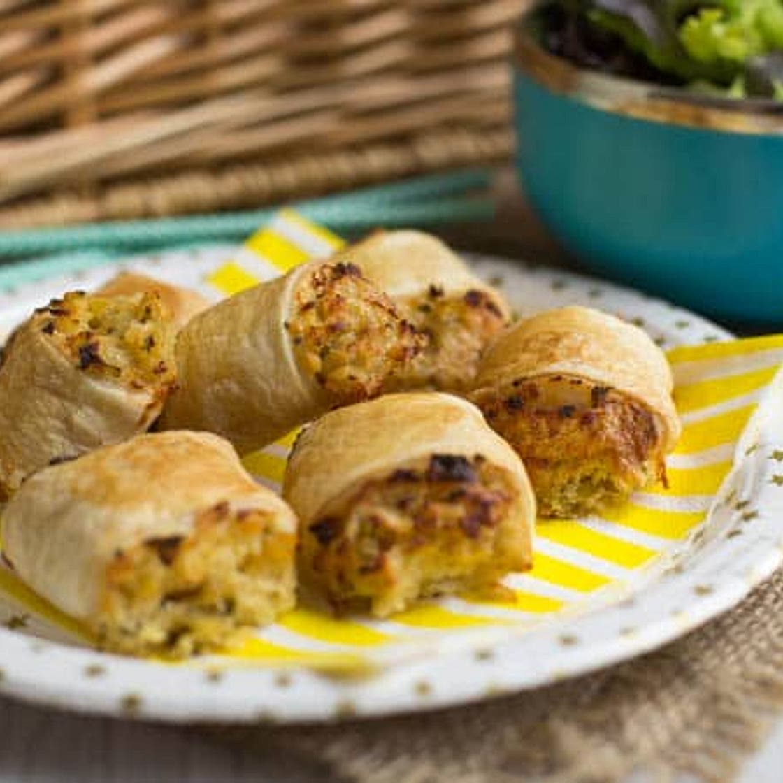 Cheese and onion lentil rolls