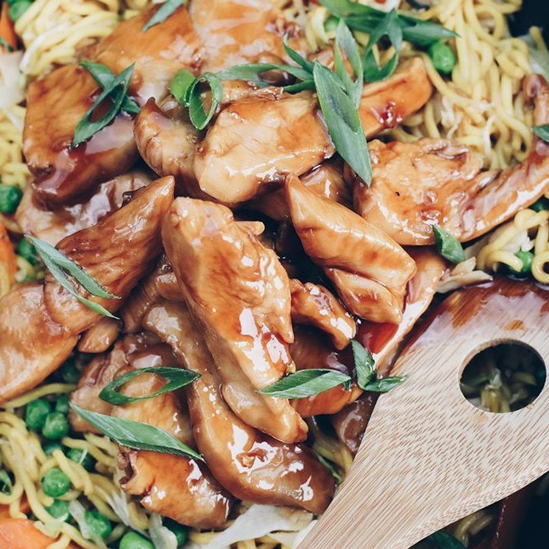 Sticky Honey Chicken Chow Mein recipe