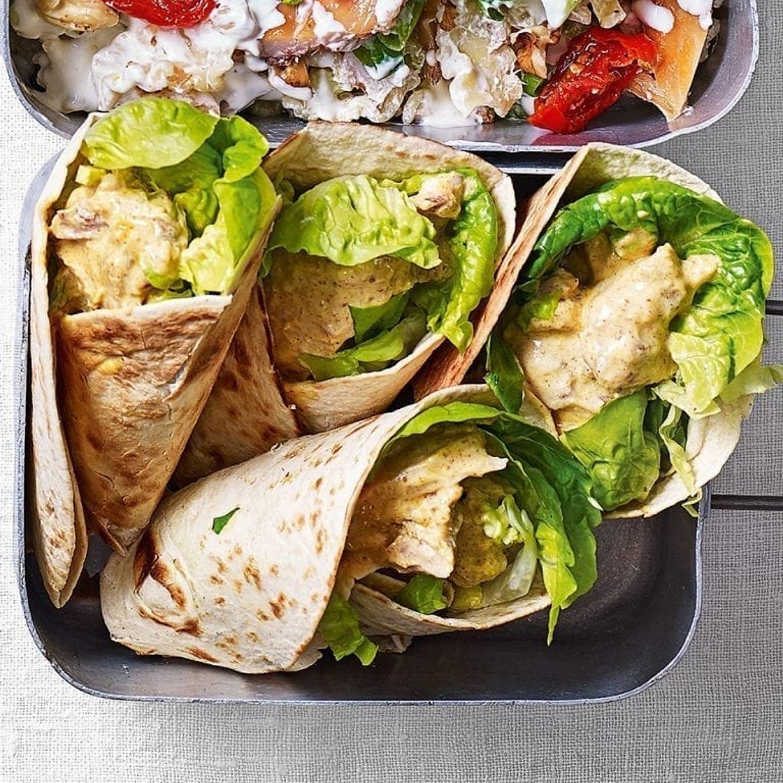Curried chicken wraps