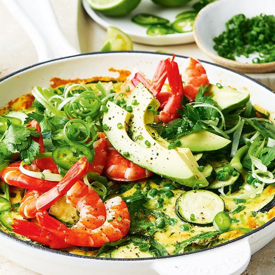Prawn and avocado keto omelette