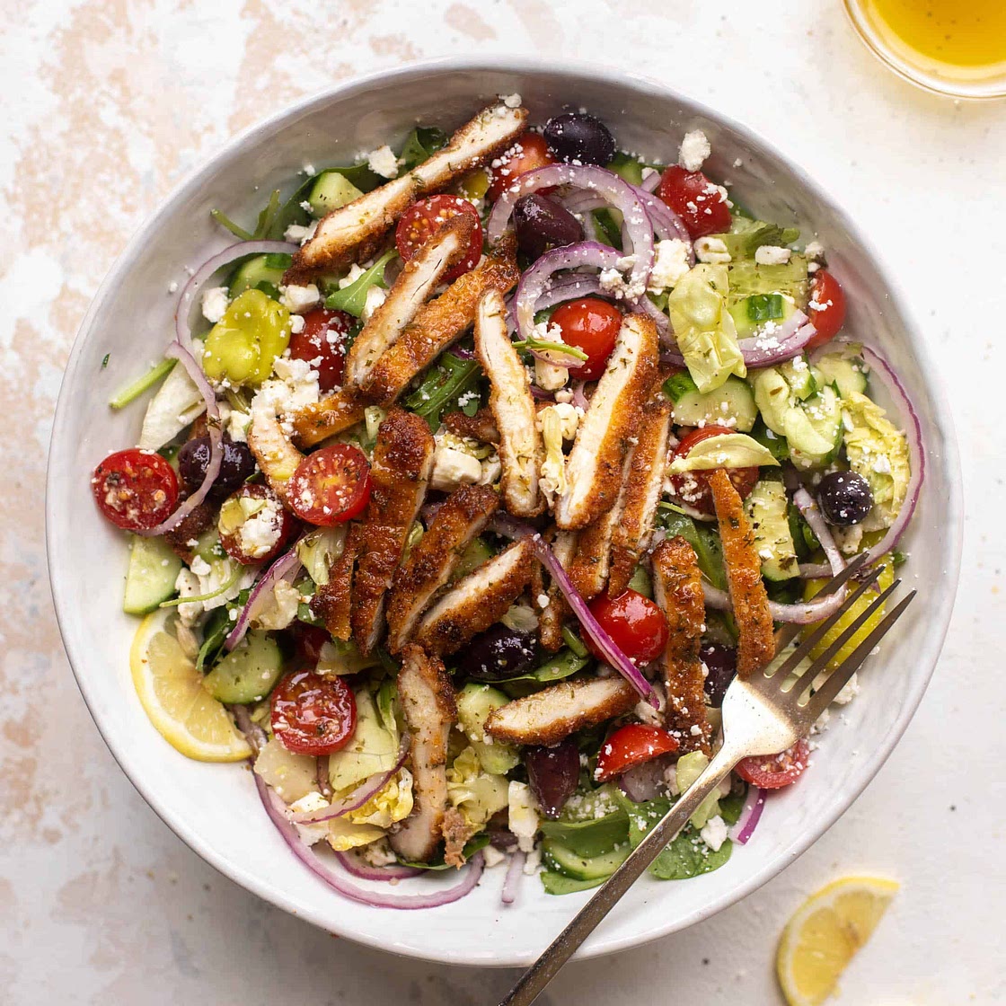 Crispy Chicken Mediterranean Salad
