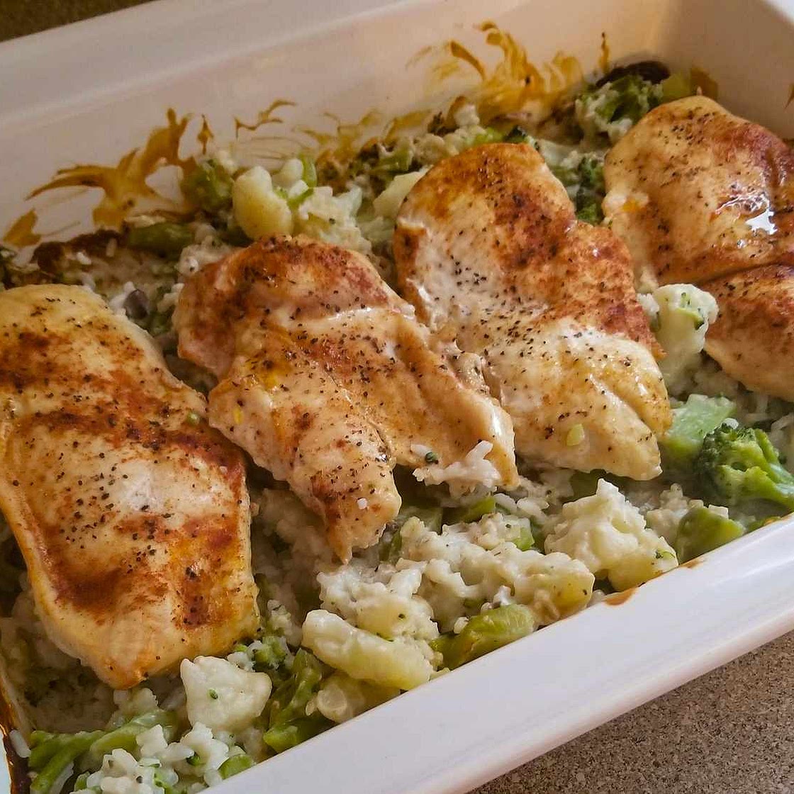 One Dish Chicken and Rice Bake