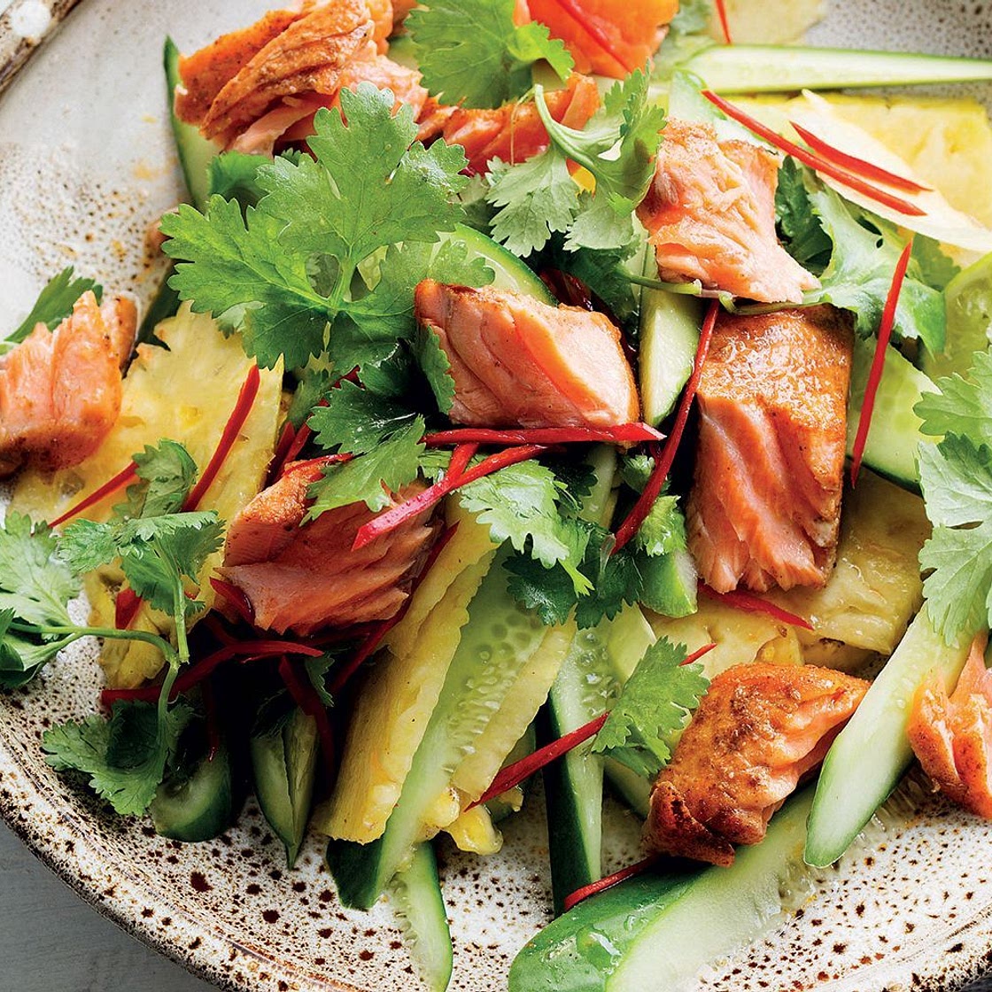 Valli Little's Cajun ocean trout with pineapple salad
