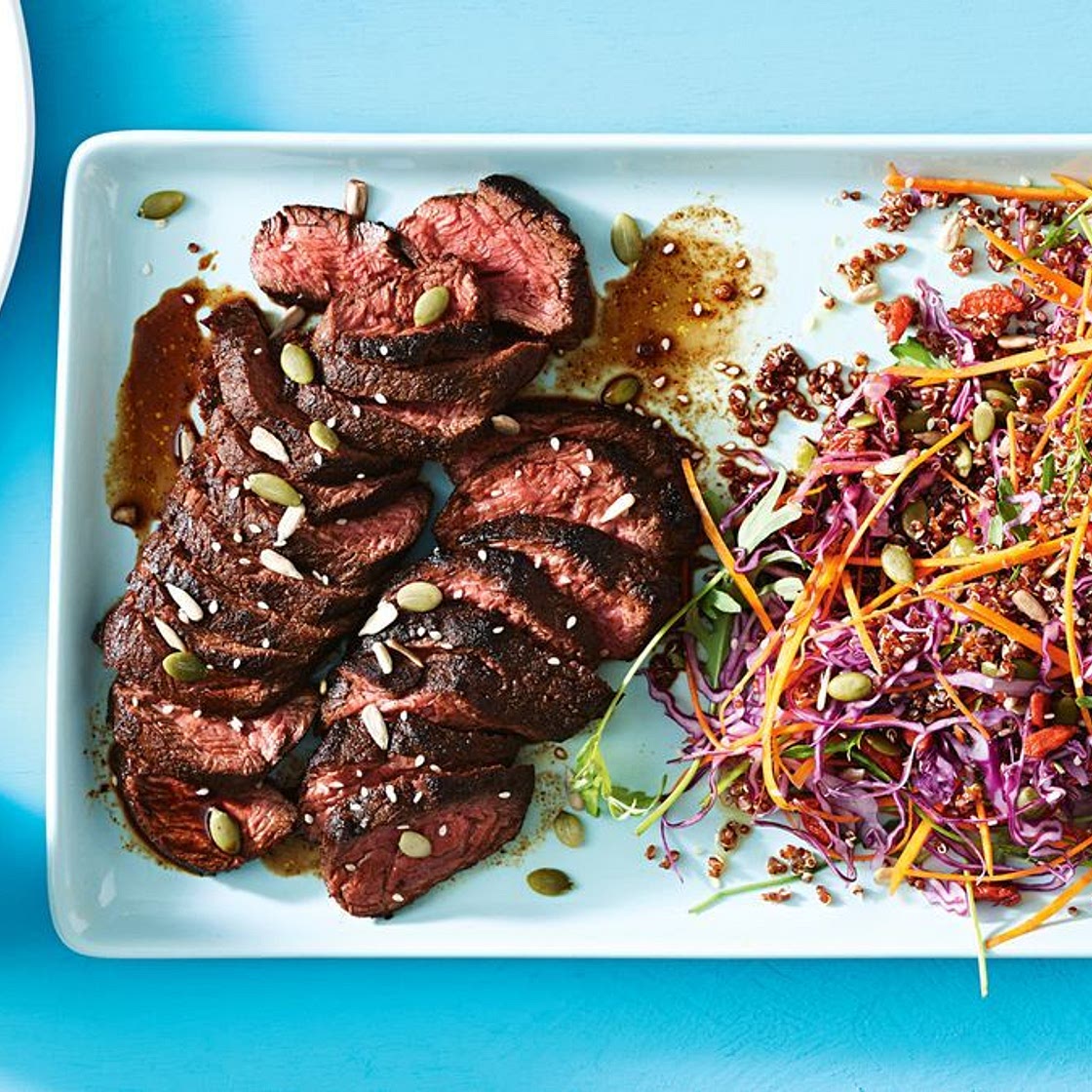 Spiced kangaroo loin with super slaw