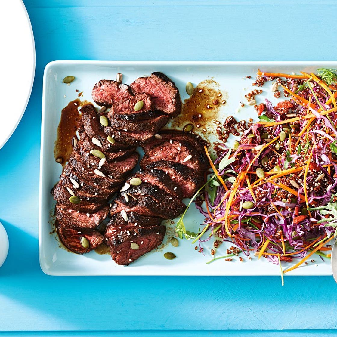 Spiced kangaroo loin with super slaw