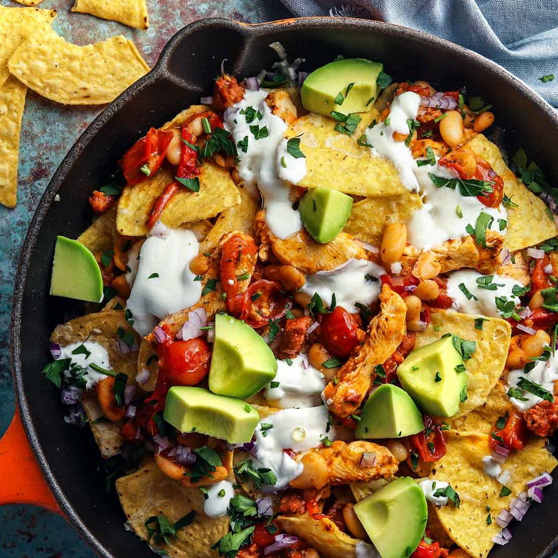 Smoky Chicken & Chorizo Loaded Nachos