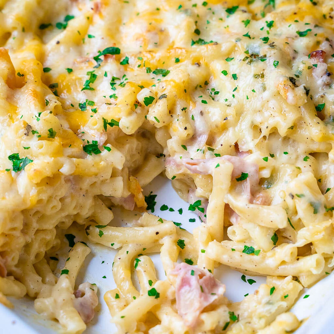 Käse Schinken Makkaroni aus dem Ofen