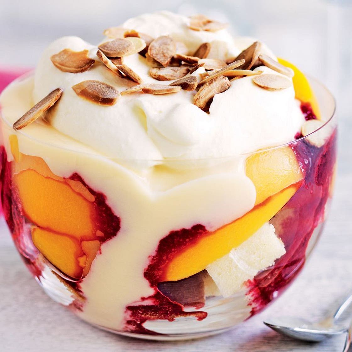 Peach melba trifles