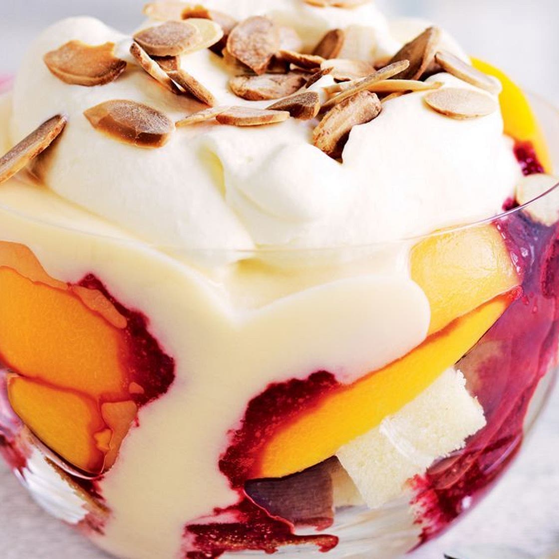 Peach melba trifles