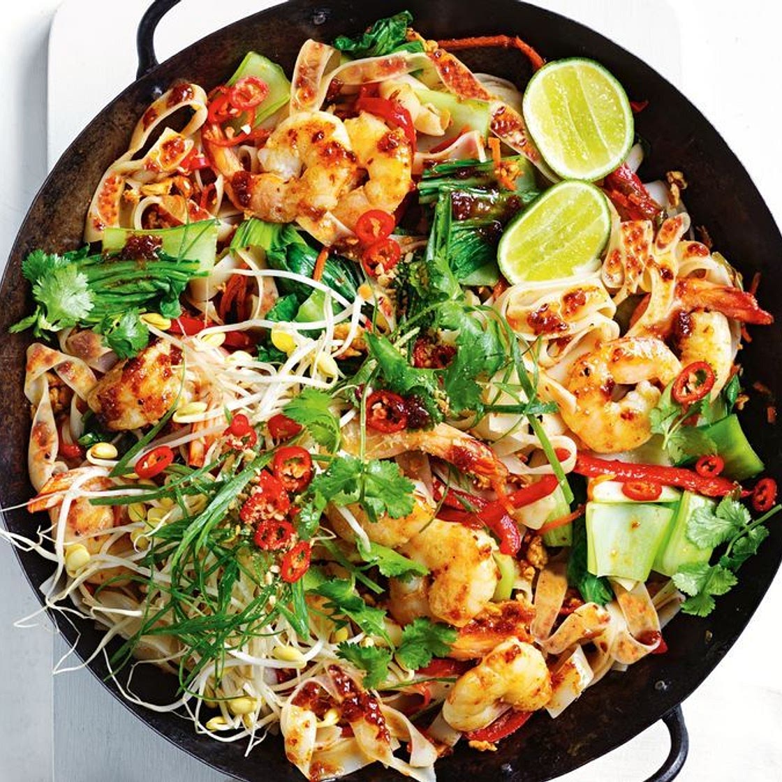 Spicy prawn pad thai recipe