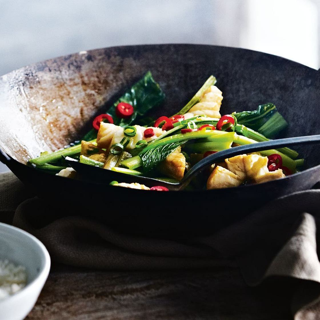 Vietnamese caramel fish with choy sum