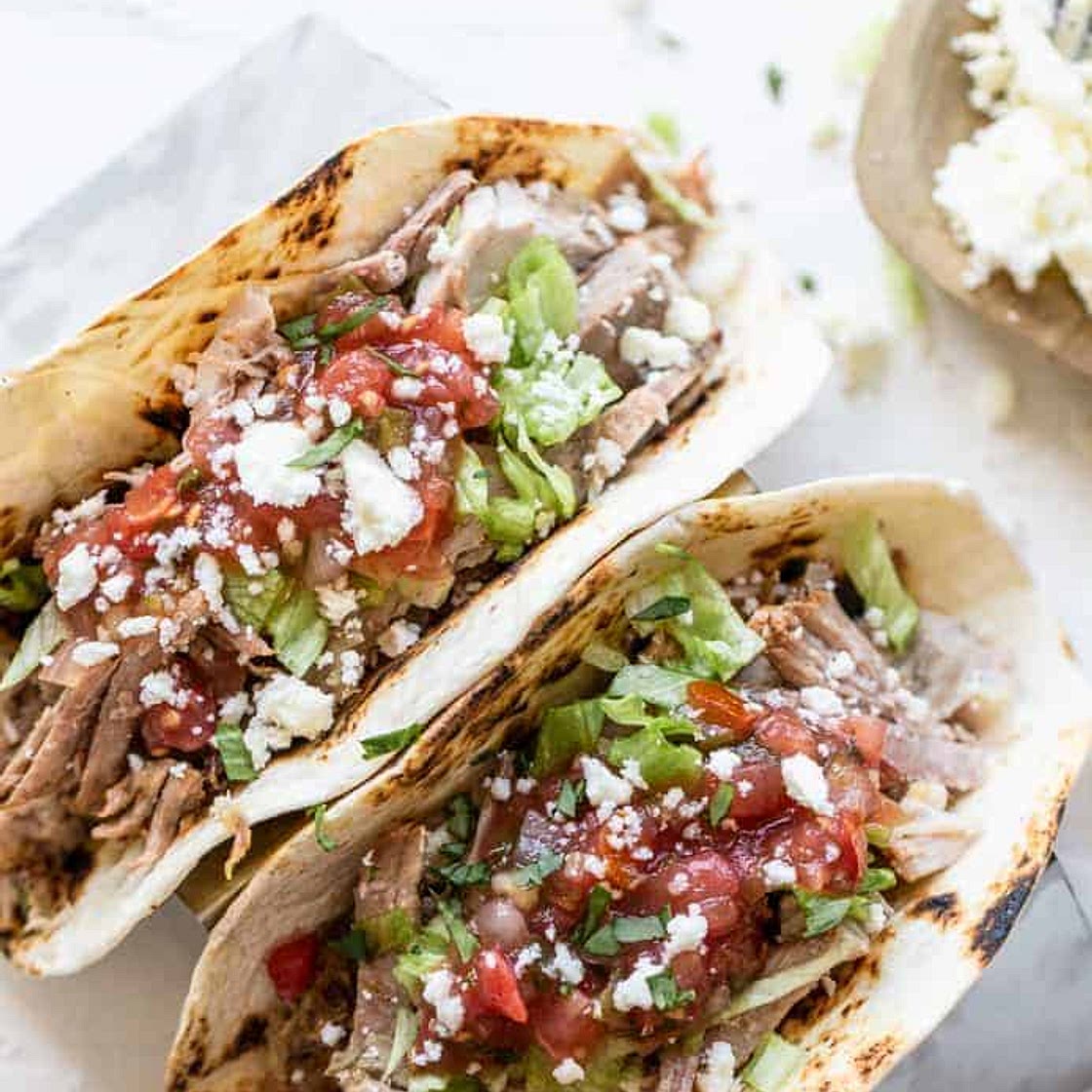Instant Pot Pulled Pork Tacos + Fresh Pico de Gallo