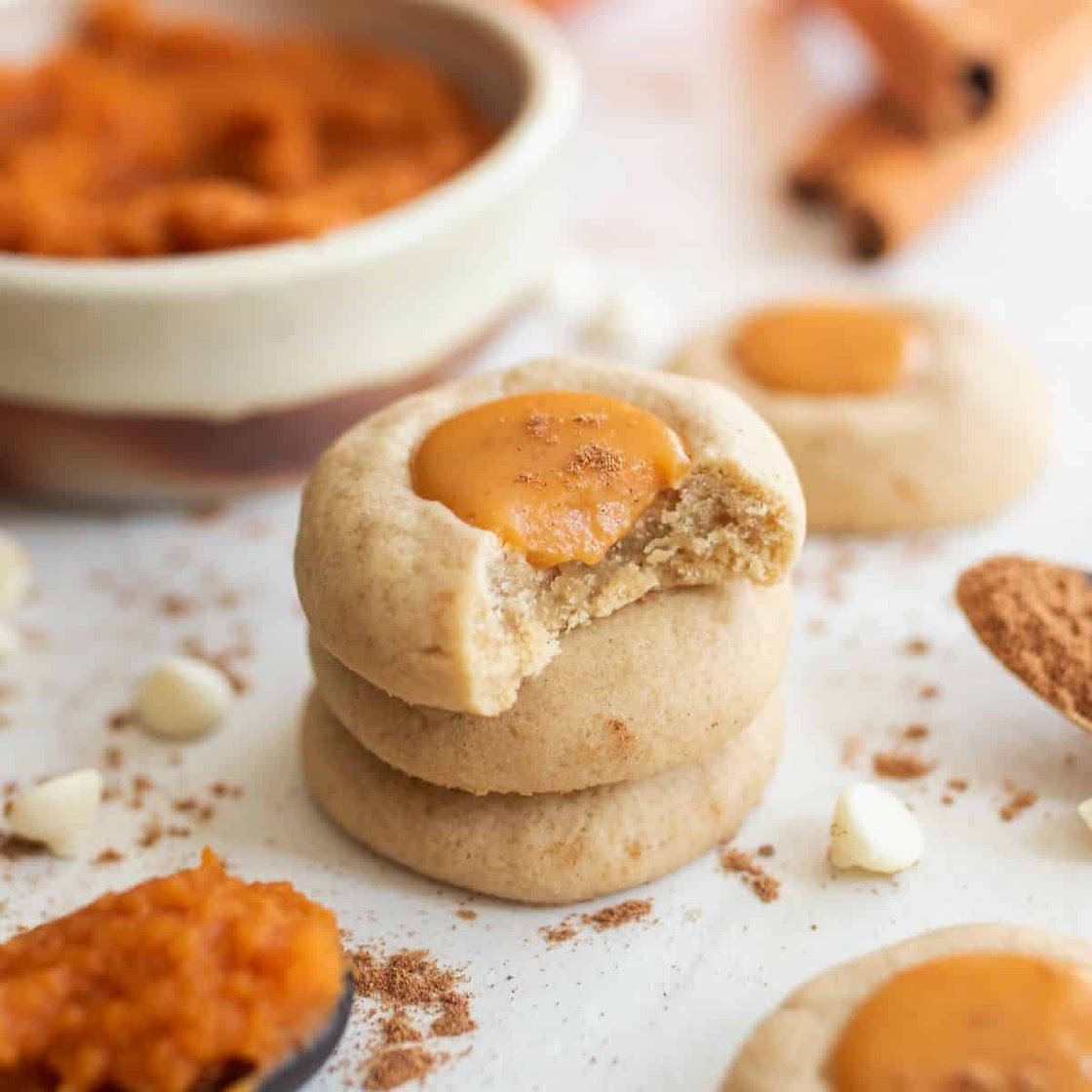 Pumpkin Pie Thumbprint Cookies