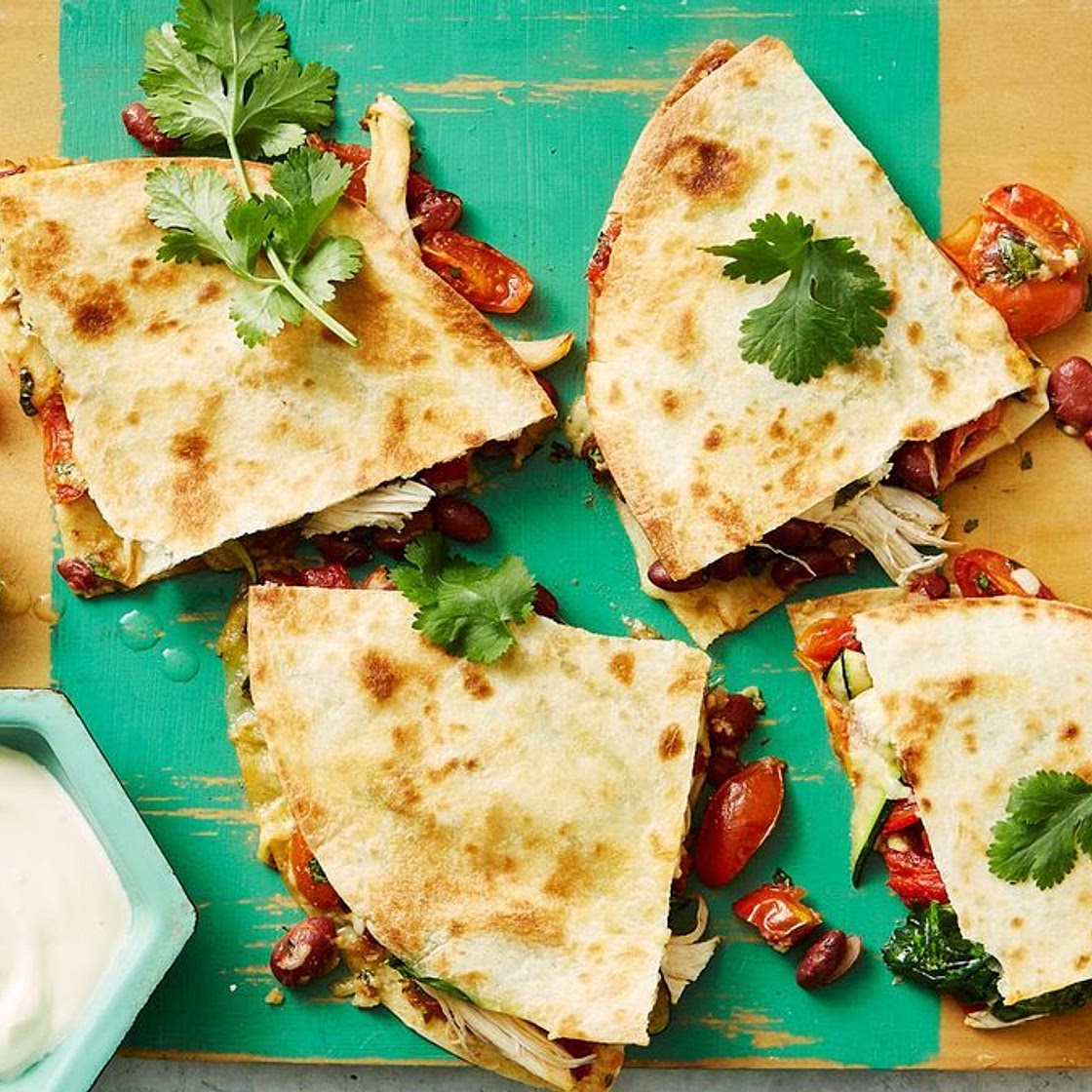 Chicken and Mexi-bean quesadillas