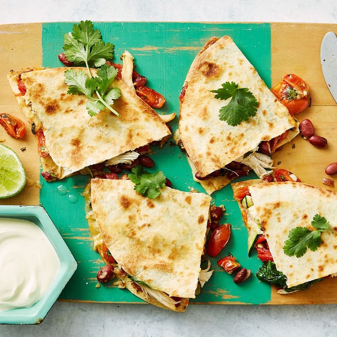 Chicken and Mexi-bean quesadillas