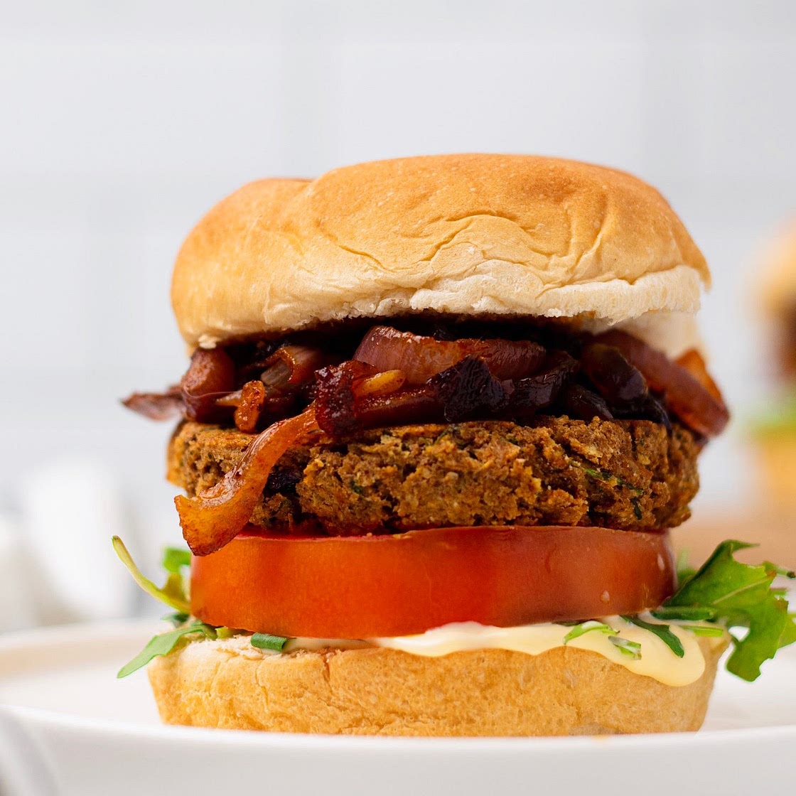 Vegan Za'atar Chickpea Burger Recipe with Caramelized Onions