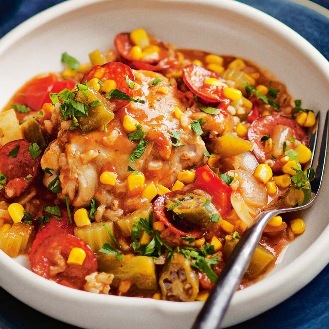 Slow-cooker chicken and chorizo gumbo