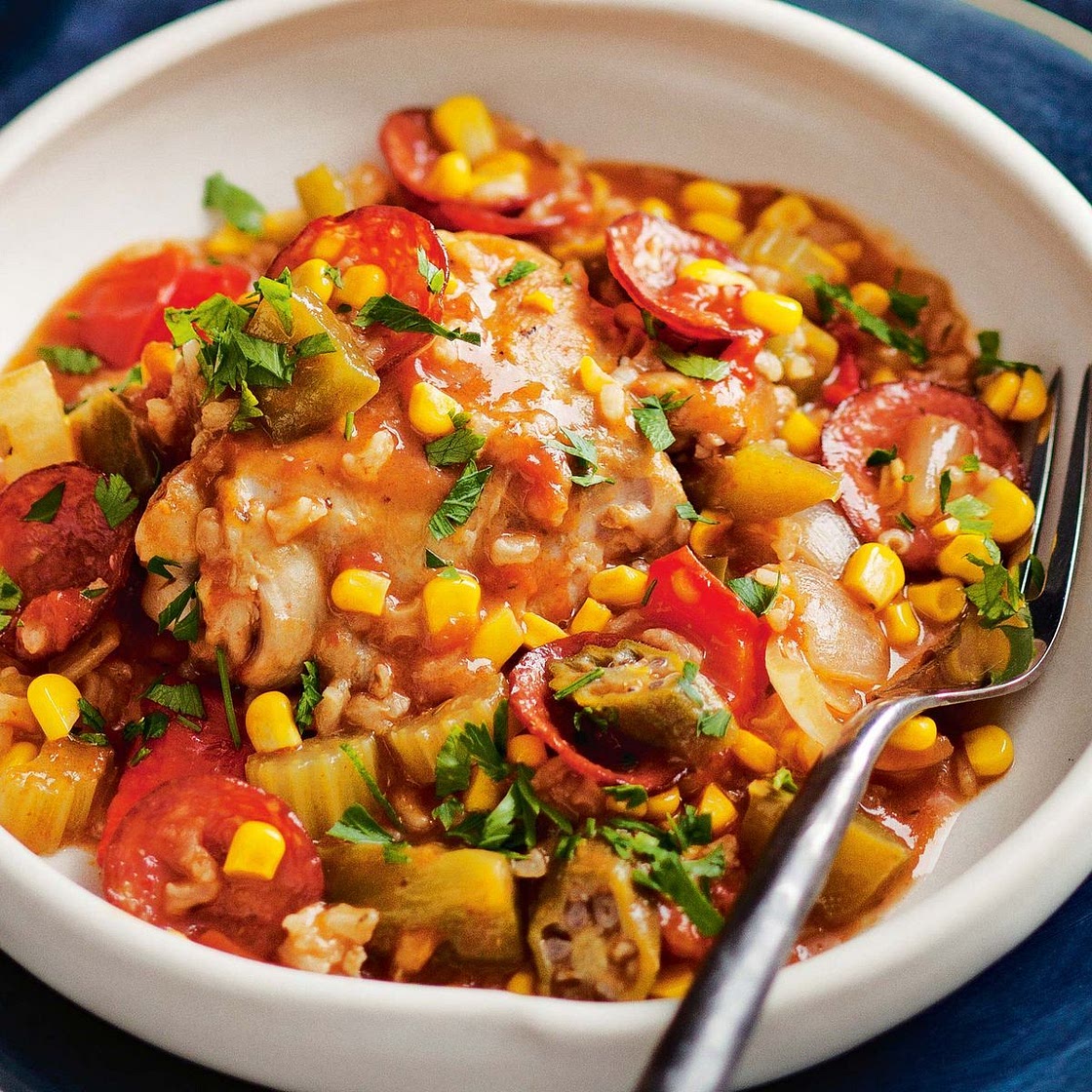 Slow-cooker chicken and chorizo gumbo