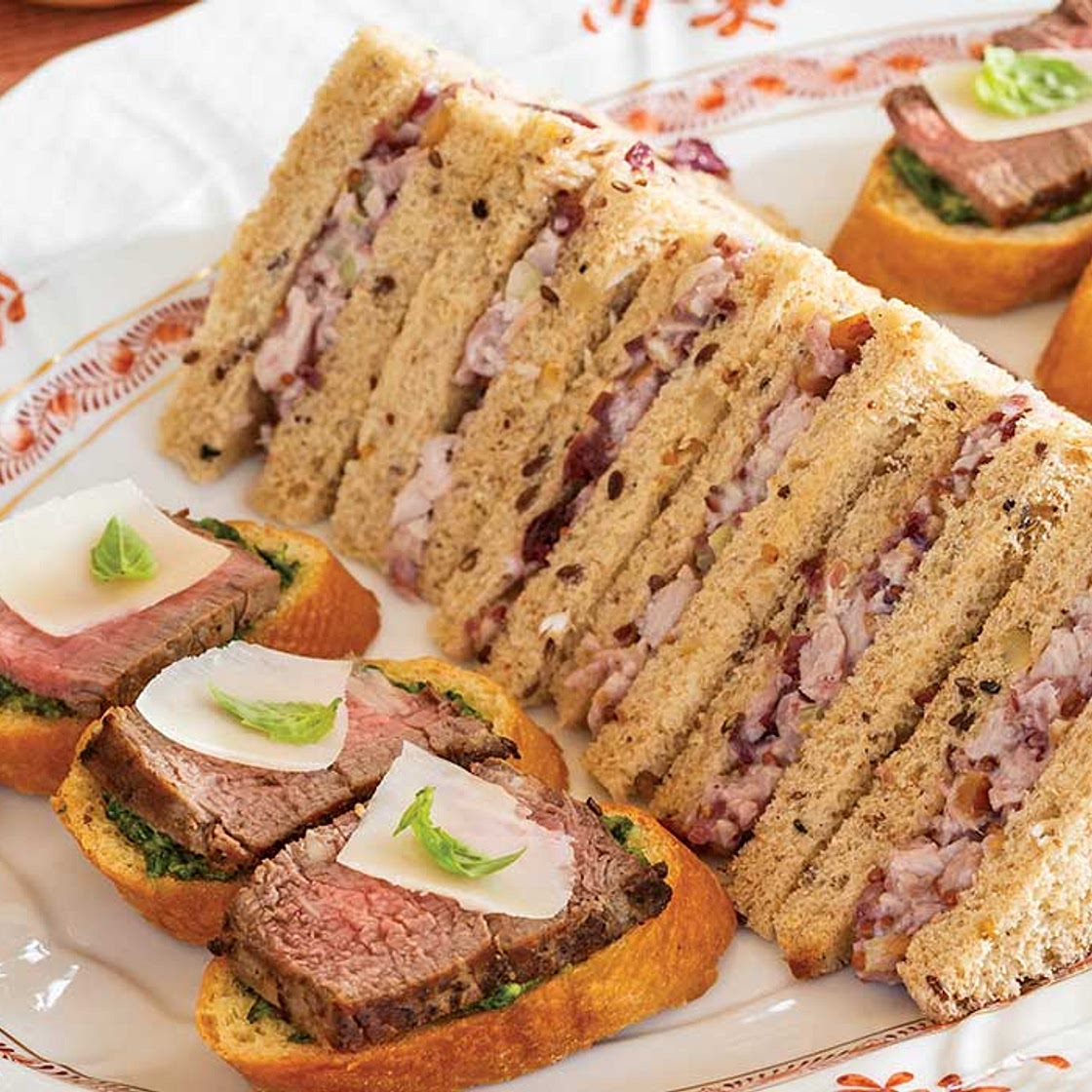 Cranberry-Walnut Ham Salad Tea Sandwiches