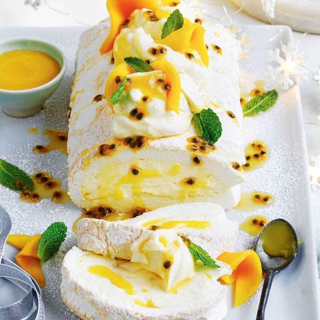 Lemon and lime curd pavlova roll recipe
