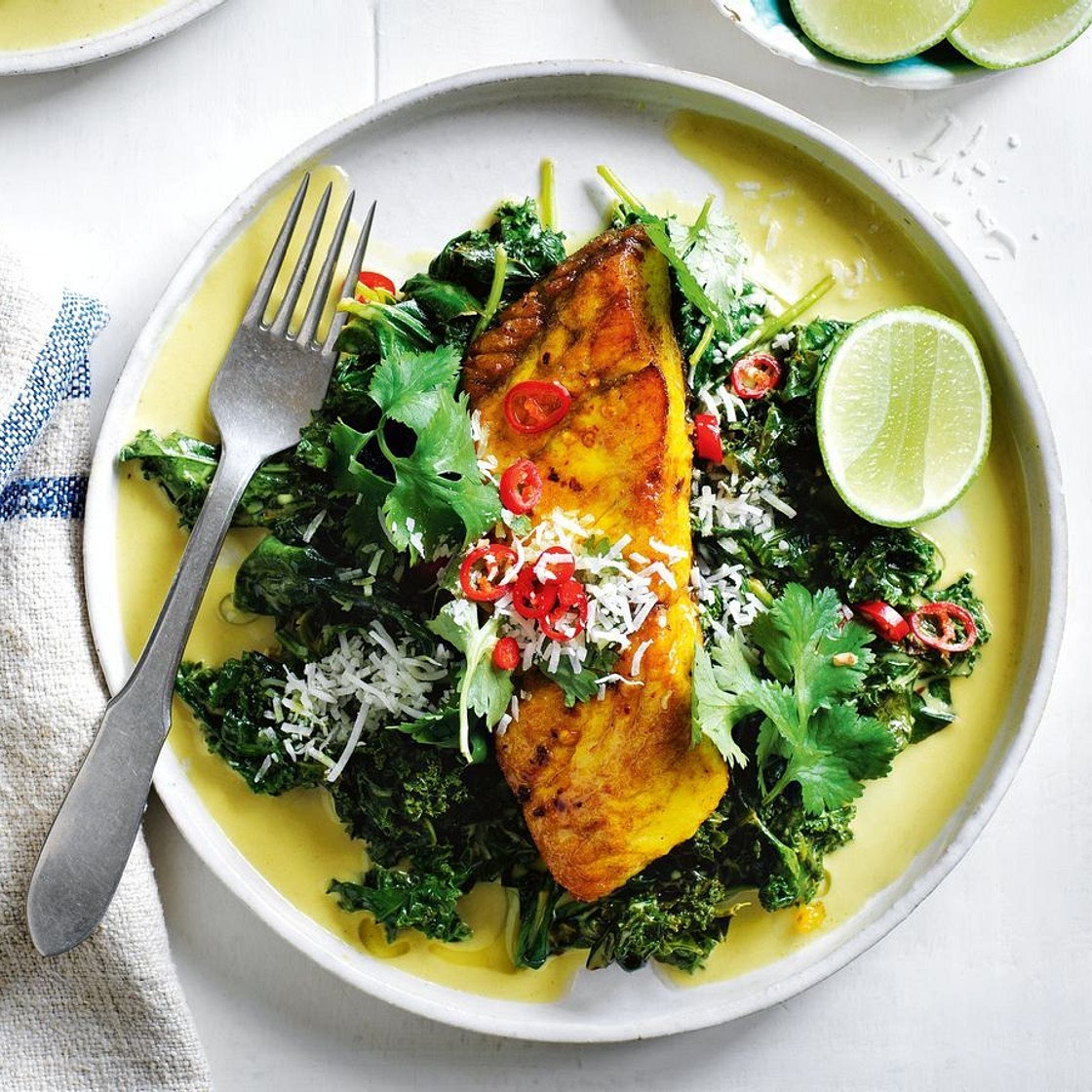 Barramundi with coconut spinach recipe