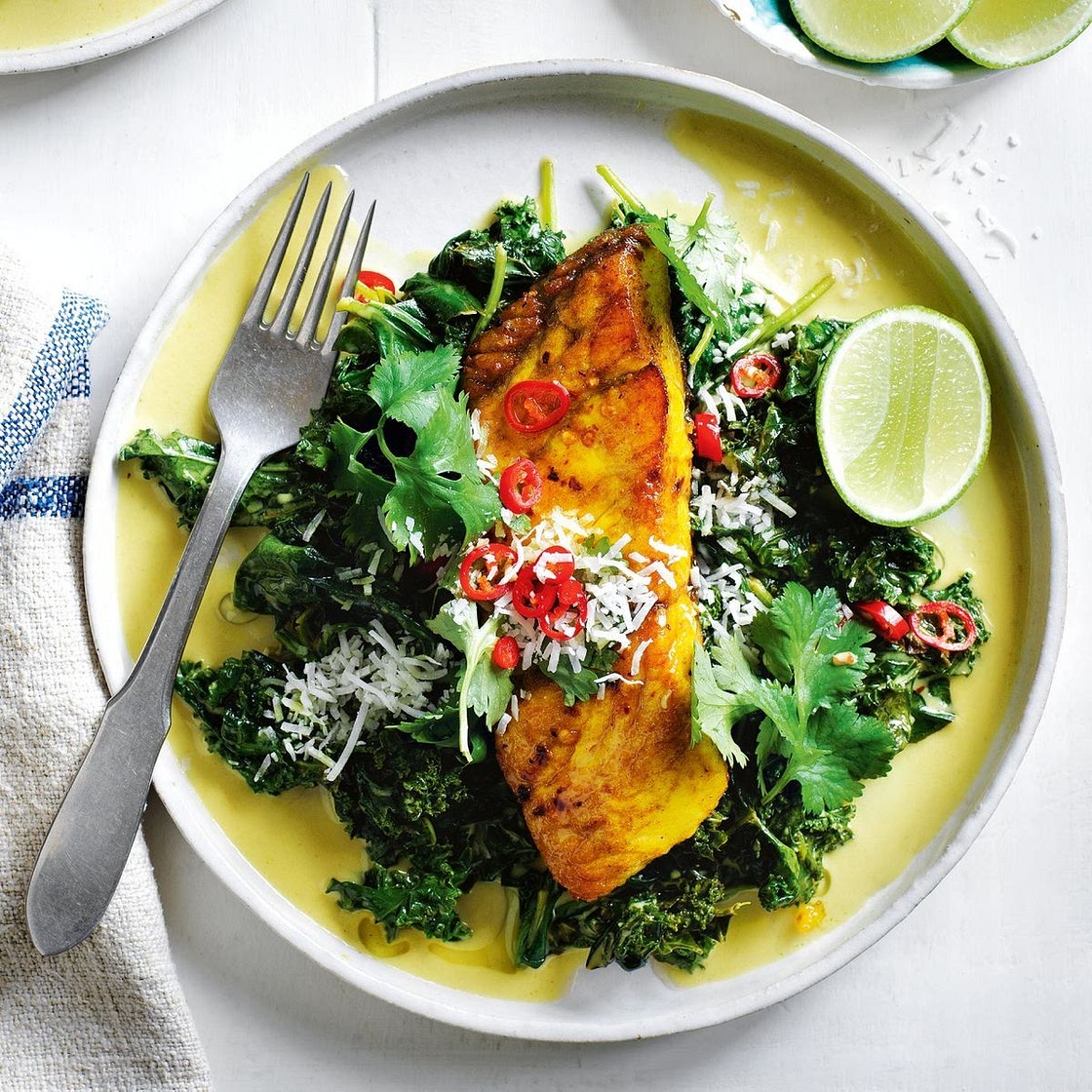 Barramundi with coconut spinach recipe