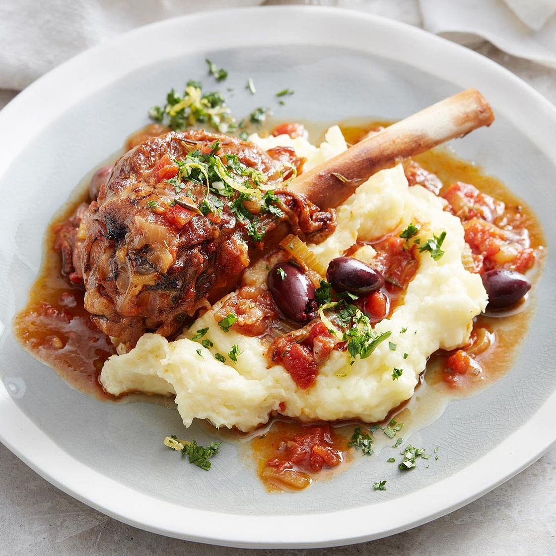 Pressure cooker mediterranean braised lamb shanks with parsnip mash and gremolata