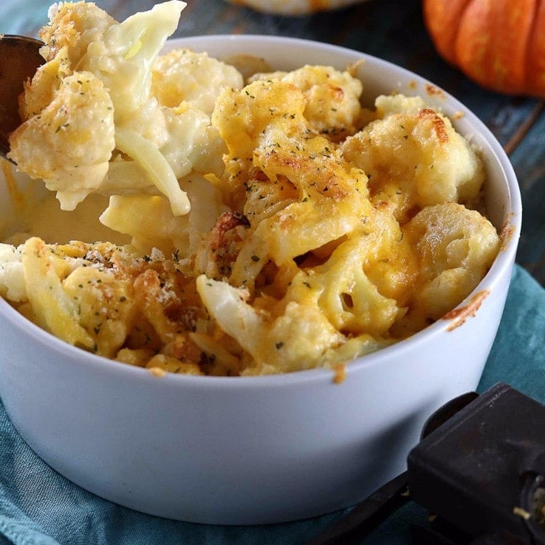 Low Carb Three-Cheese Cauliflower Mac & Cheese