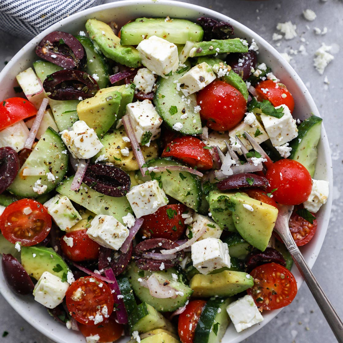 Easy Avocado & Feta Greek Salad
