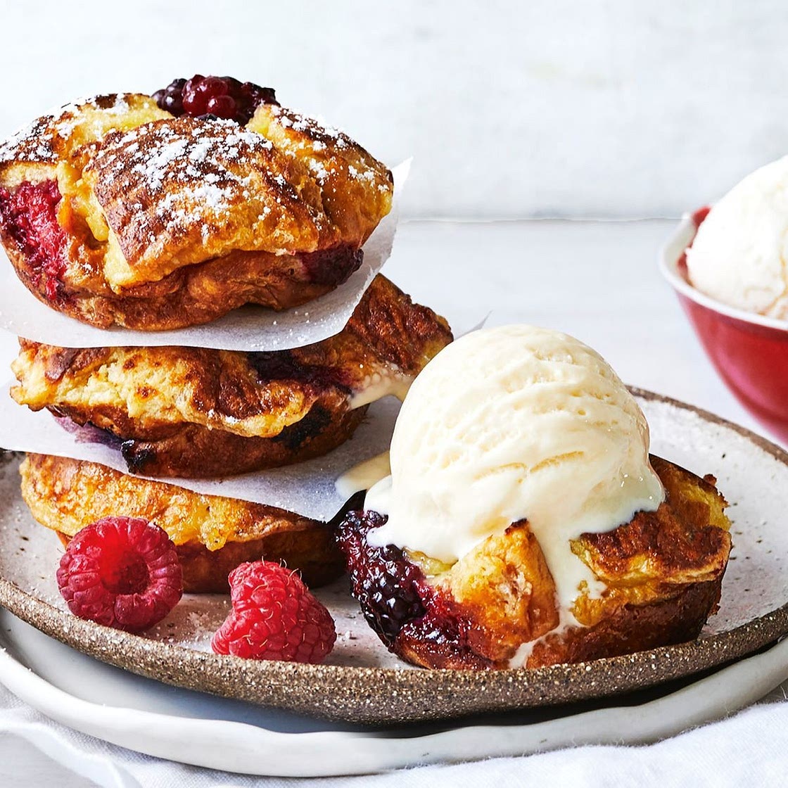 Mini berry bread and butter puddings recipe