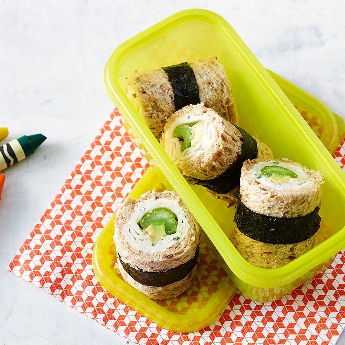 Chicken and avocado sushi sandwich