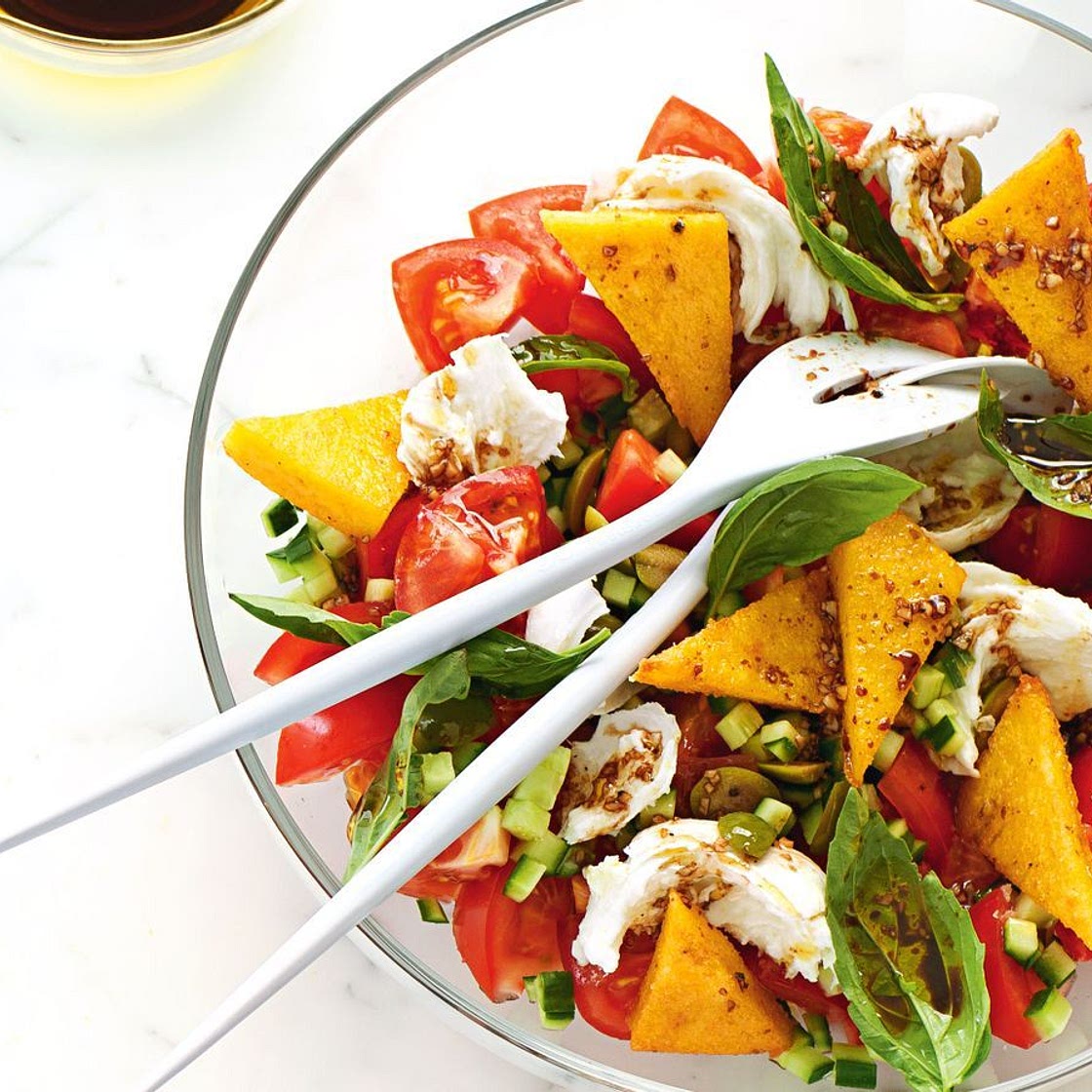 Fried polenta panzanella