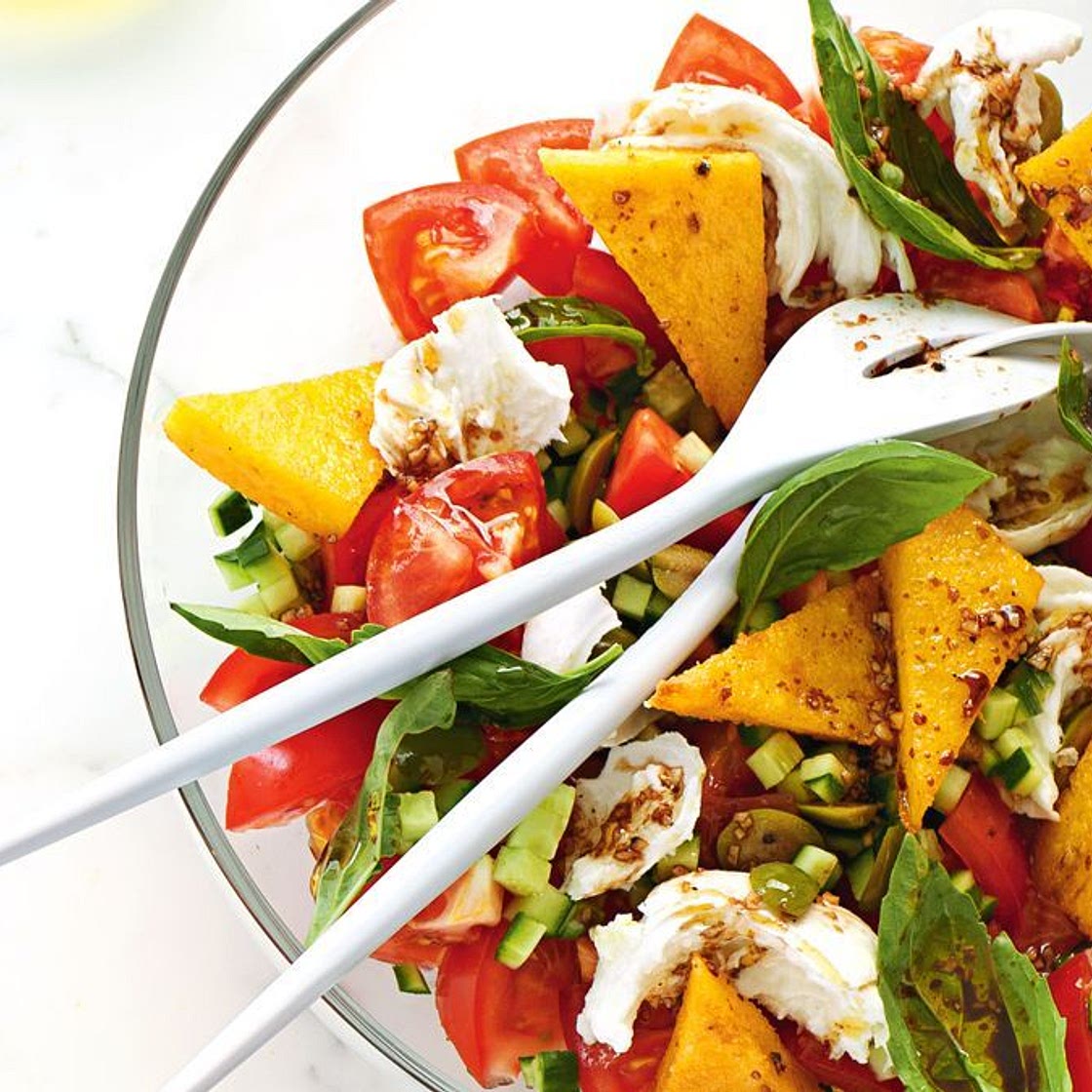 Fried polenta panzanella