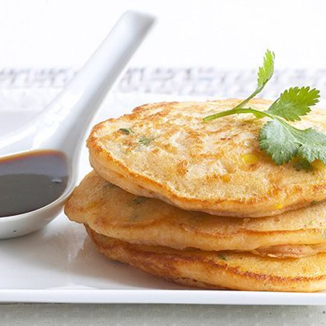 Corn and prawn pancakes