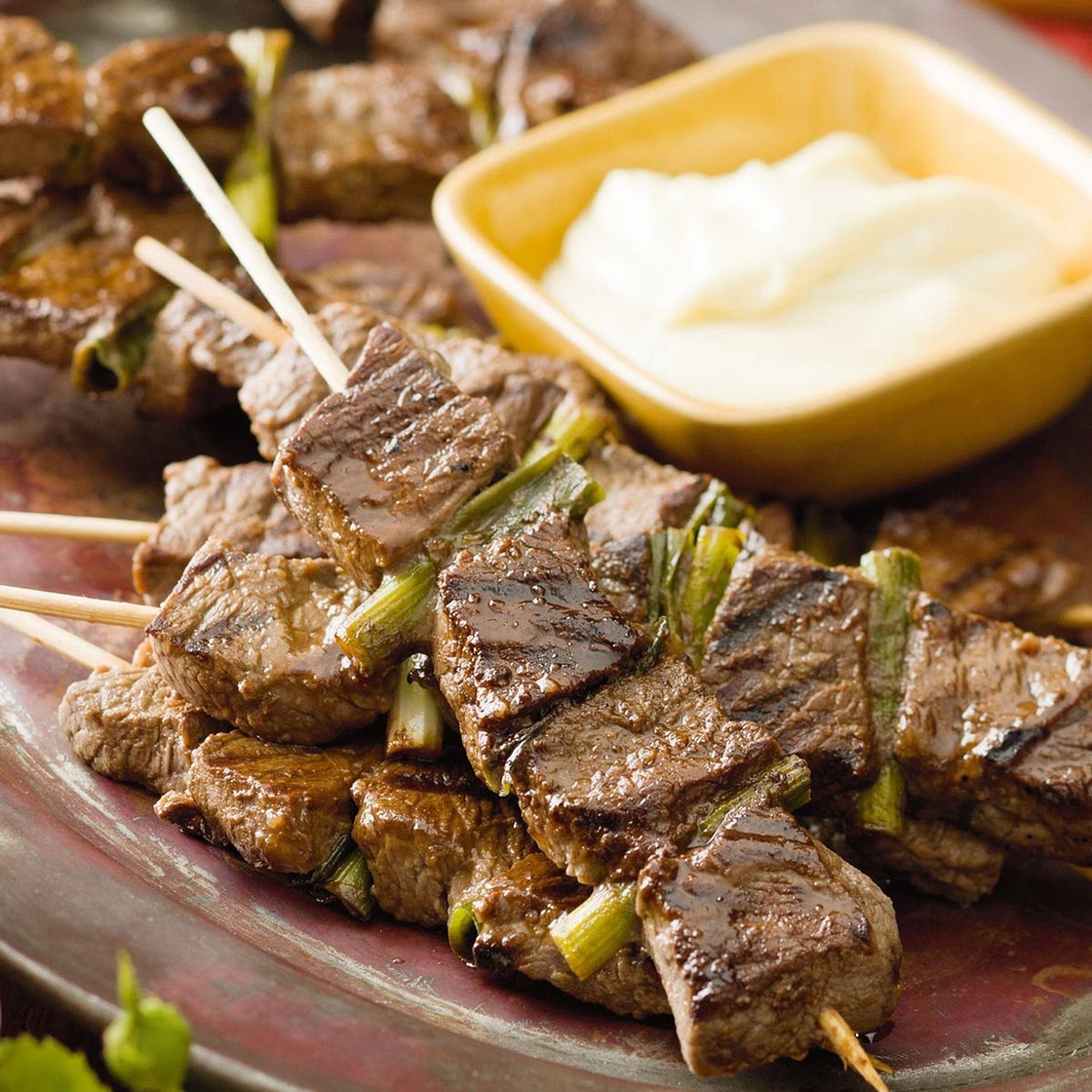 Beef yakitori skewers