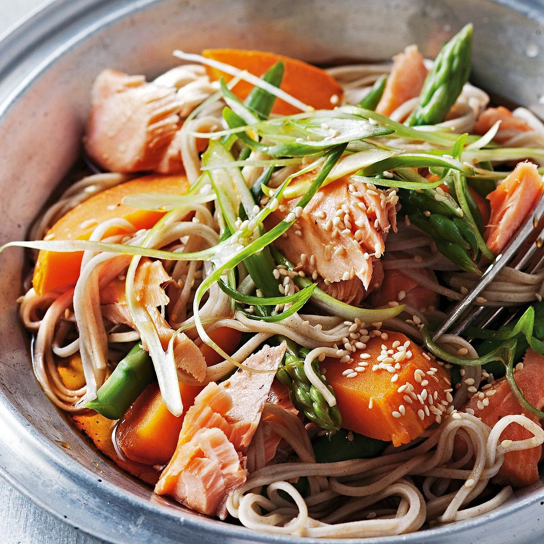 Salmon and sweet potato soba noodles