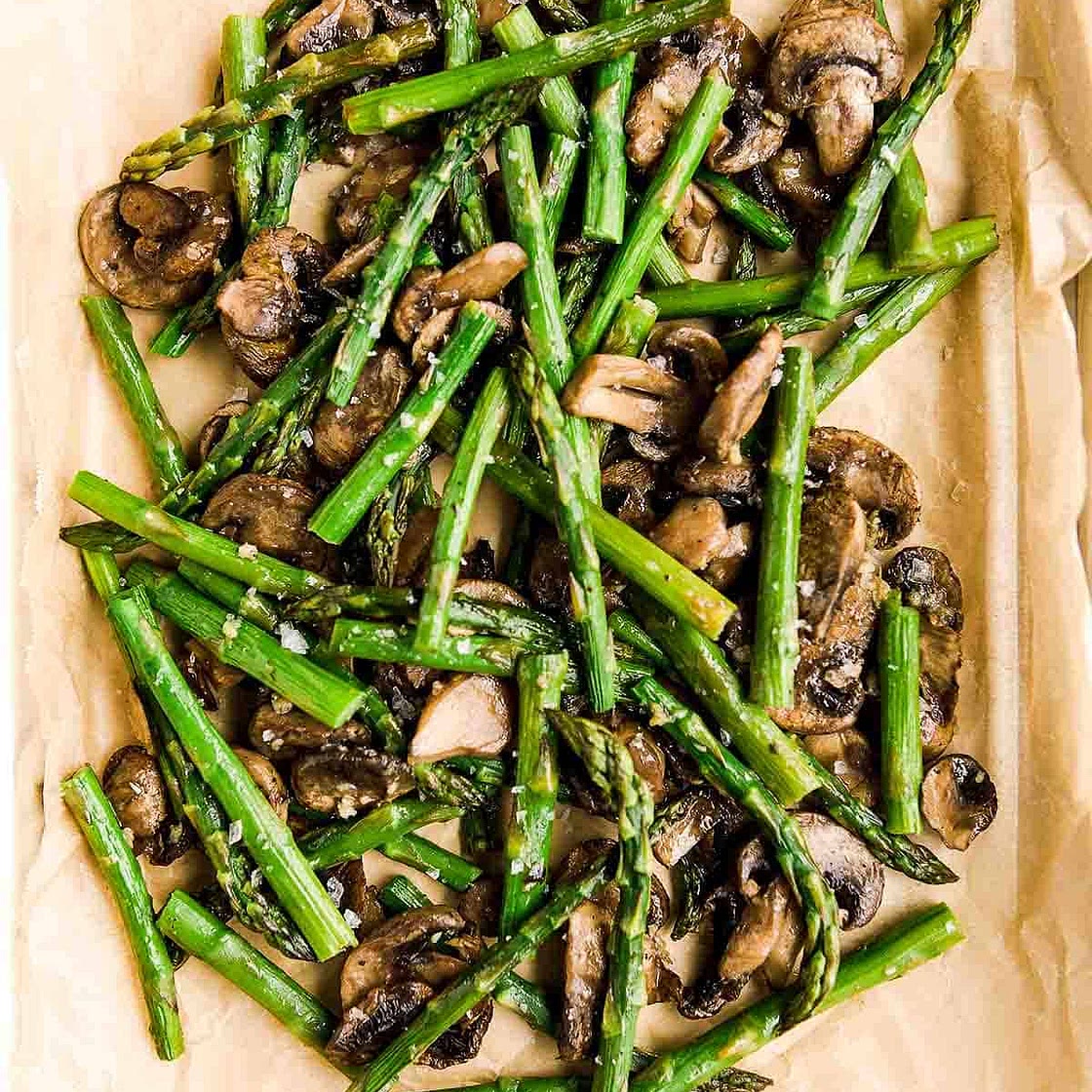 Roasted Asparagus and Mushrooms
