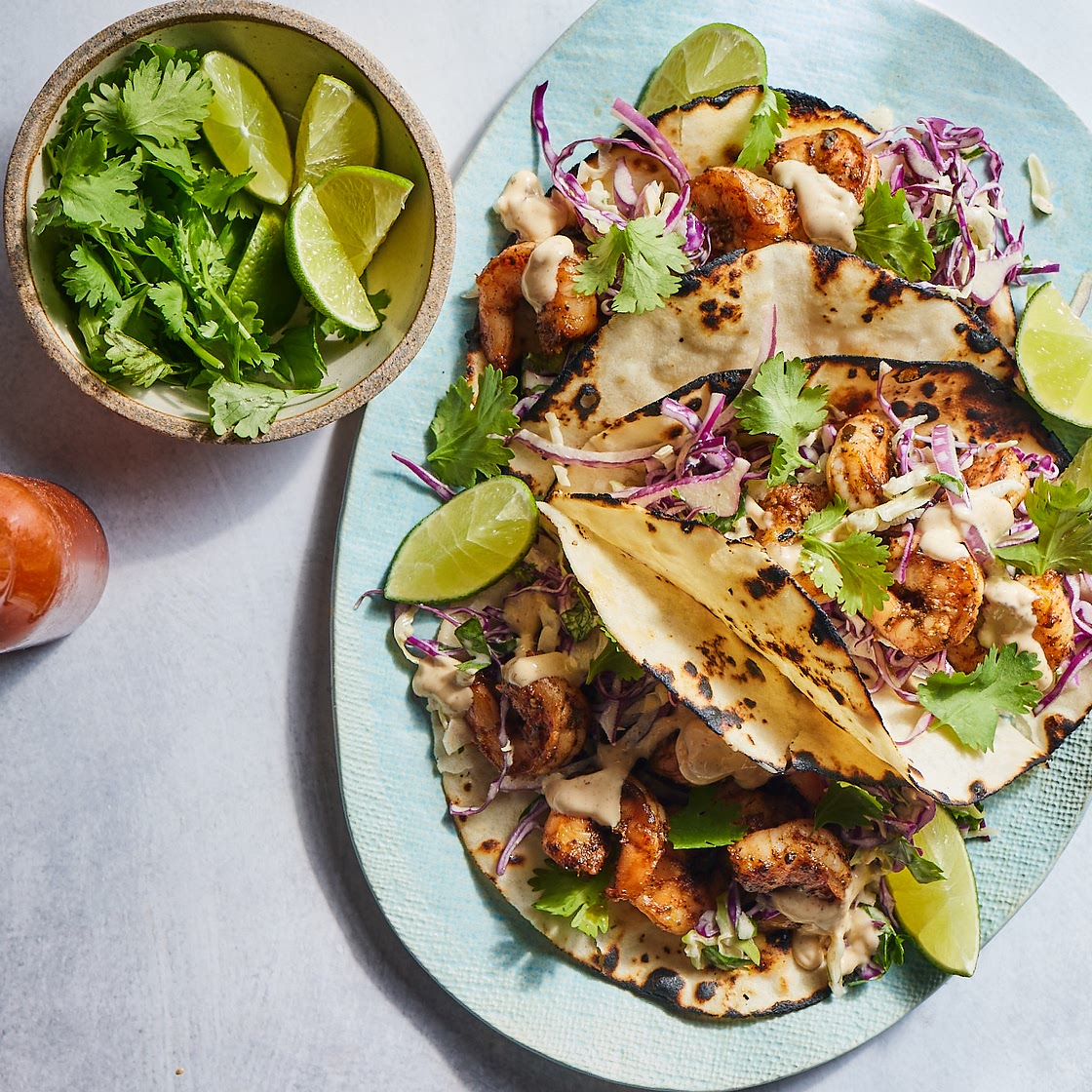 20-Minute Shrimp Tacos with Chipotle Slaw