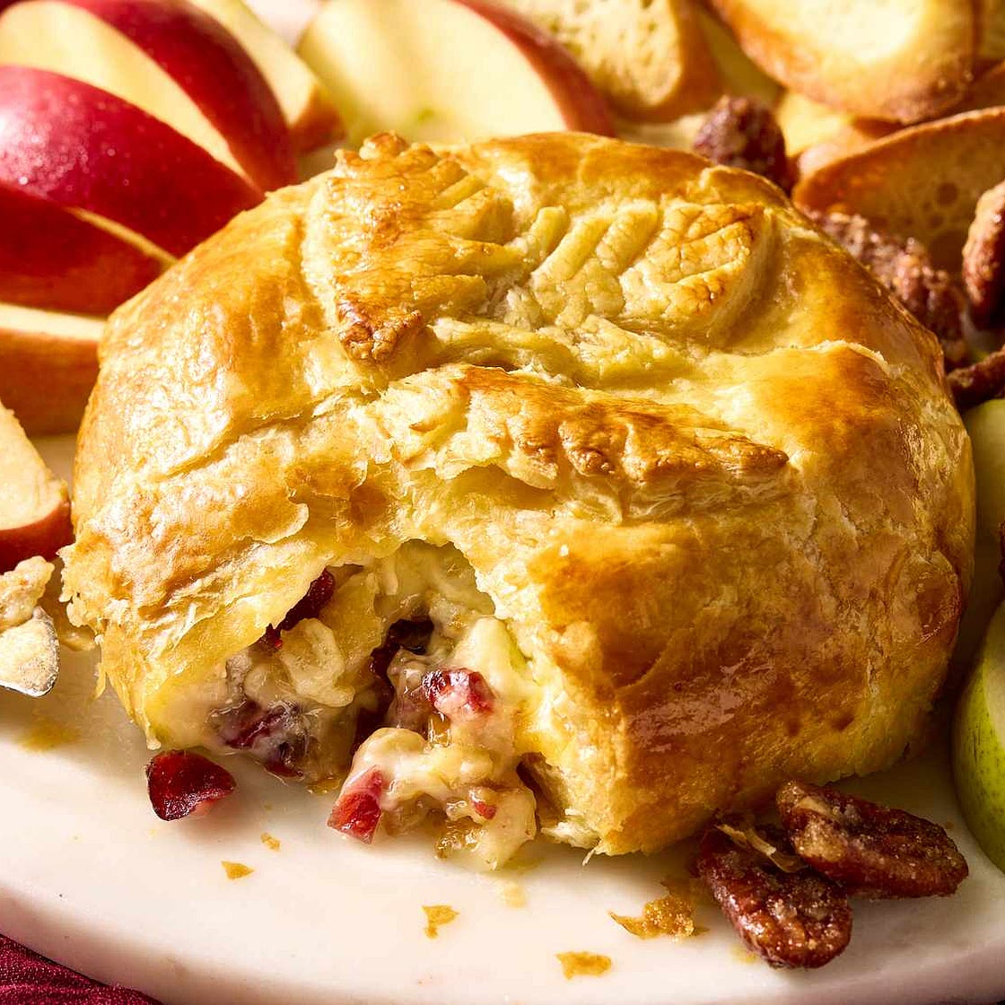 Baked Stuffed Brie with Cranberries & Walnuts