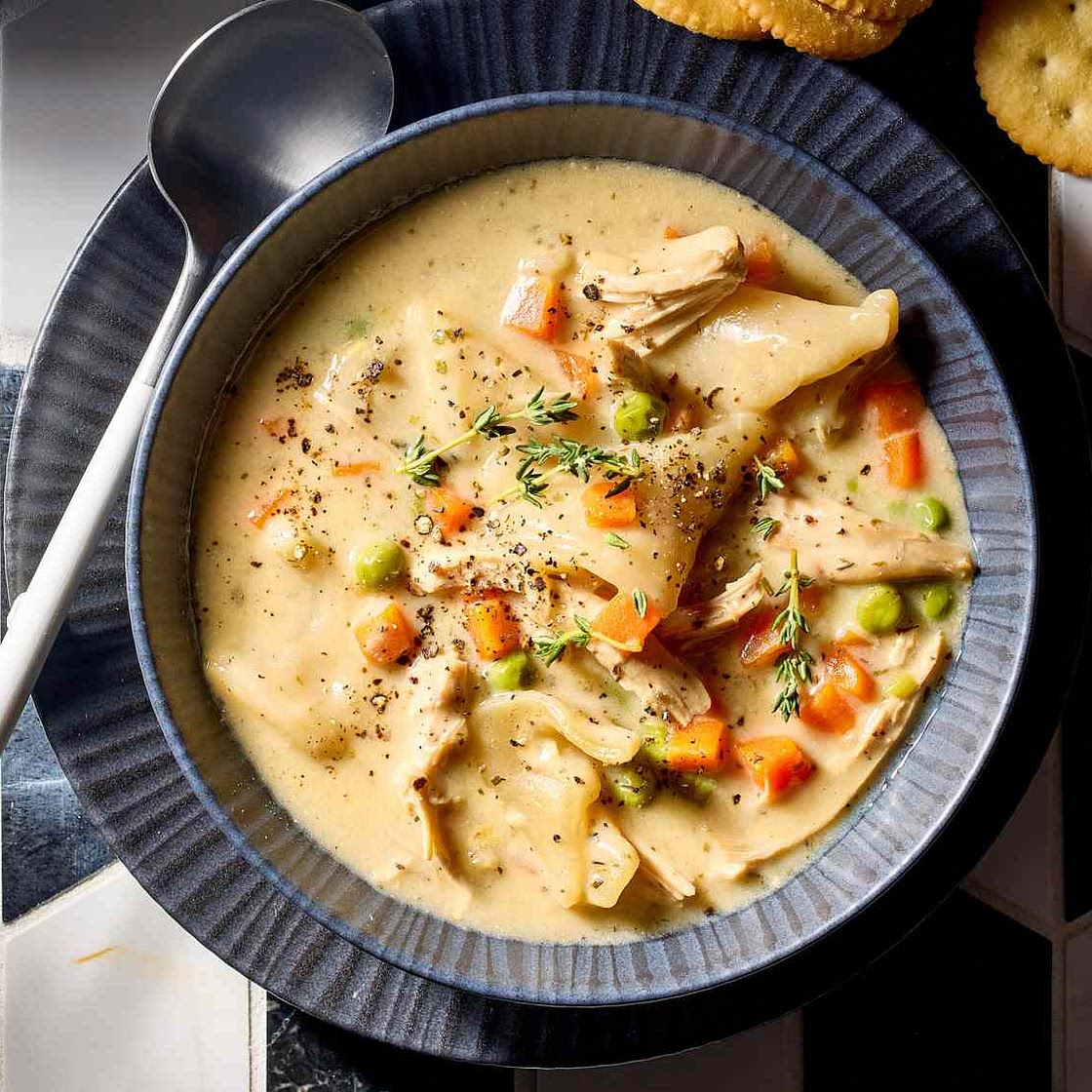 Chicken Pot Pie Soup with Pie-Crust Dumplings