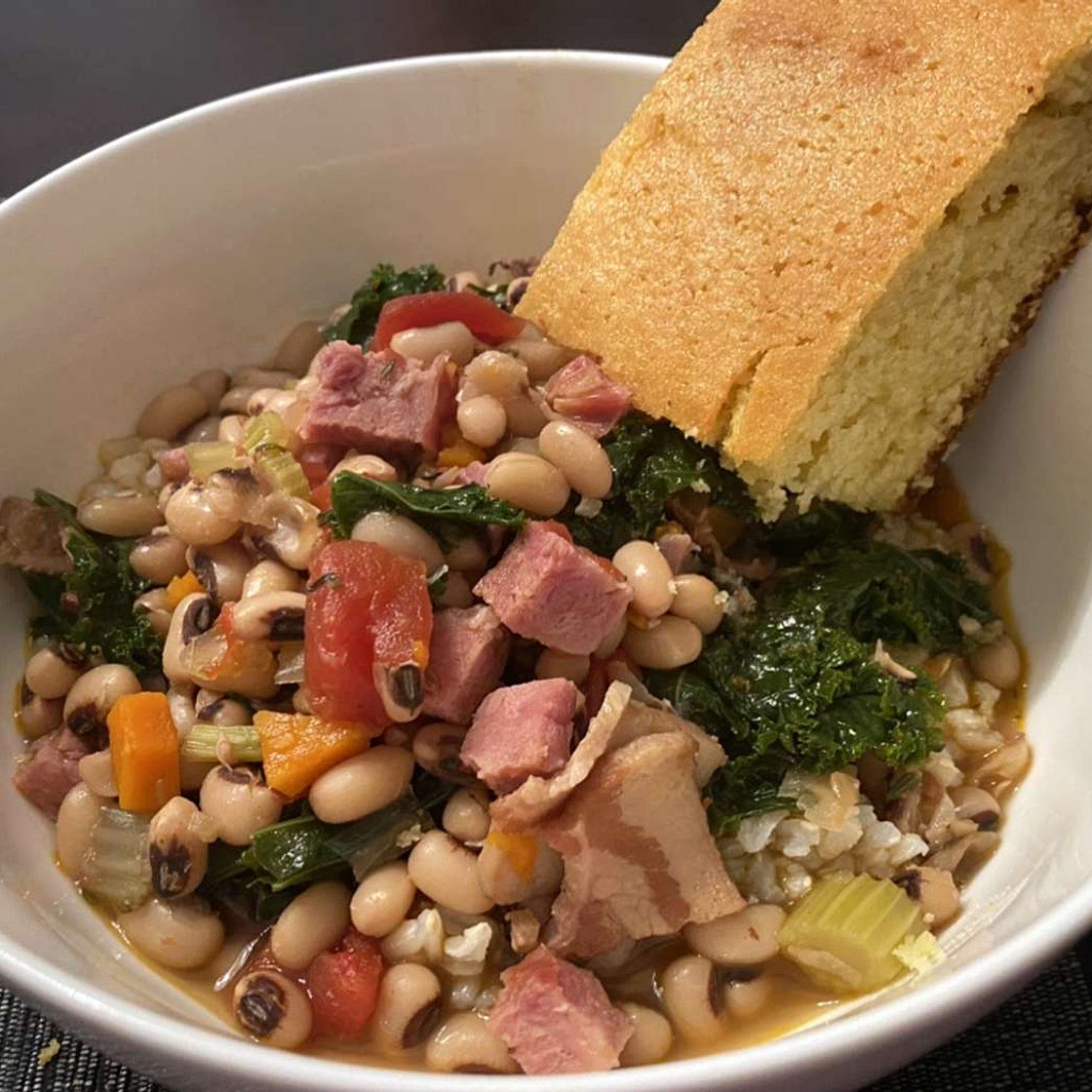 Black-Eyed Peas with Pork and Greens