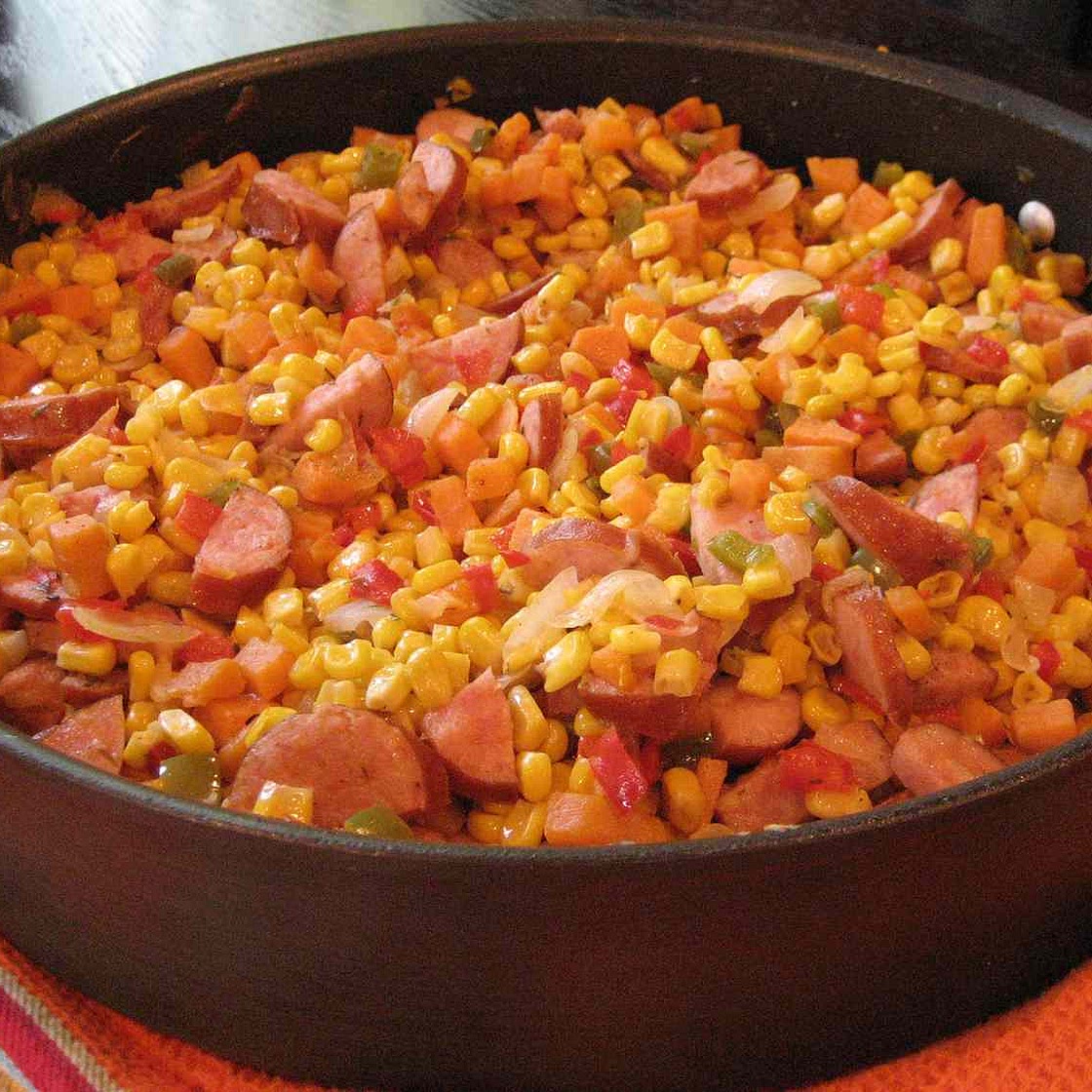 Fried Corn with Smoked Sausage
