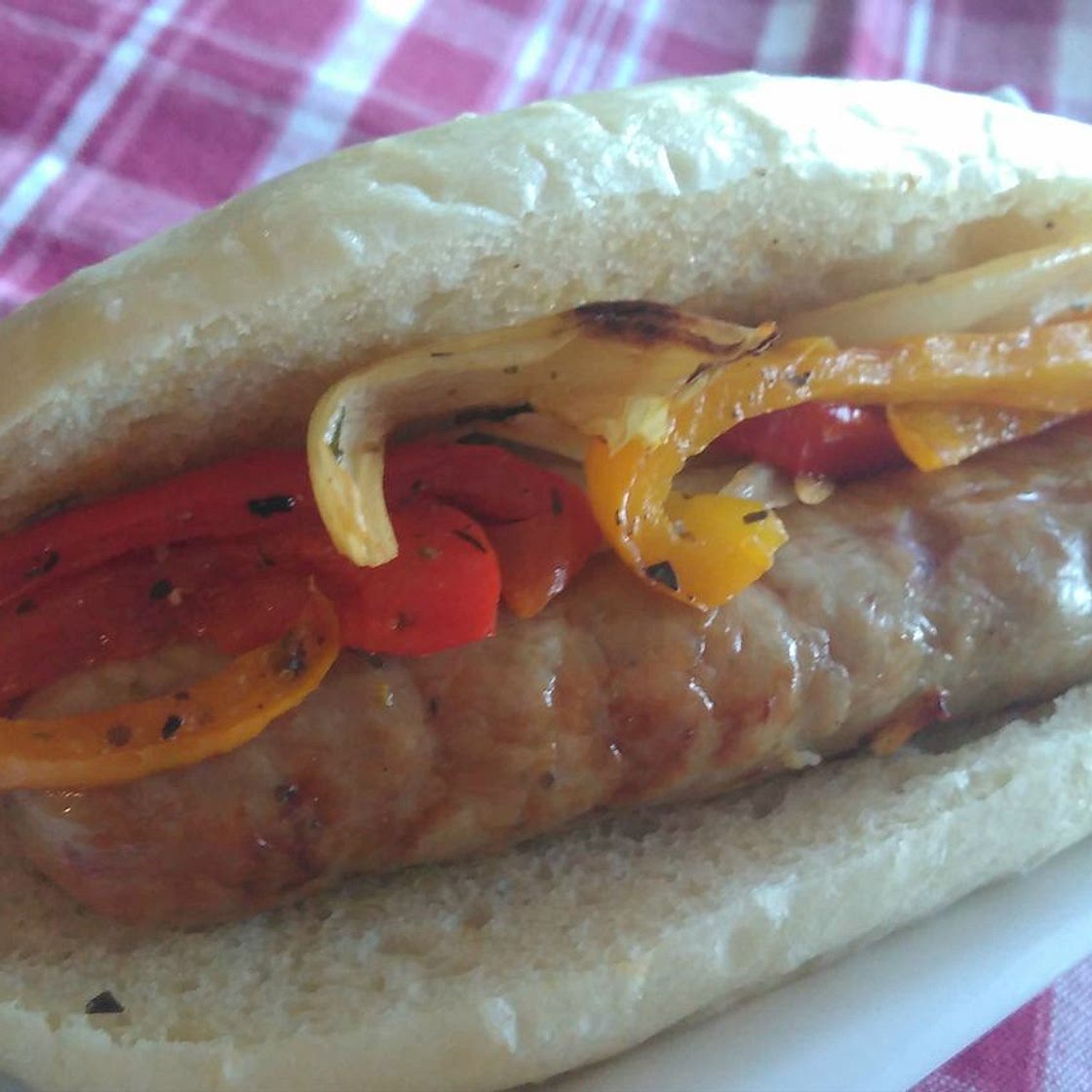 Air Fryer Italian Sausages, Peppers, and Onions