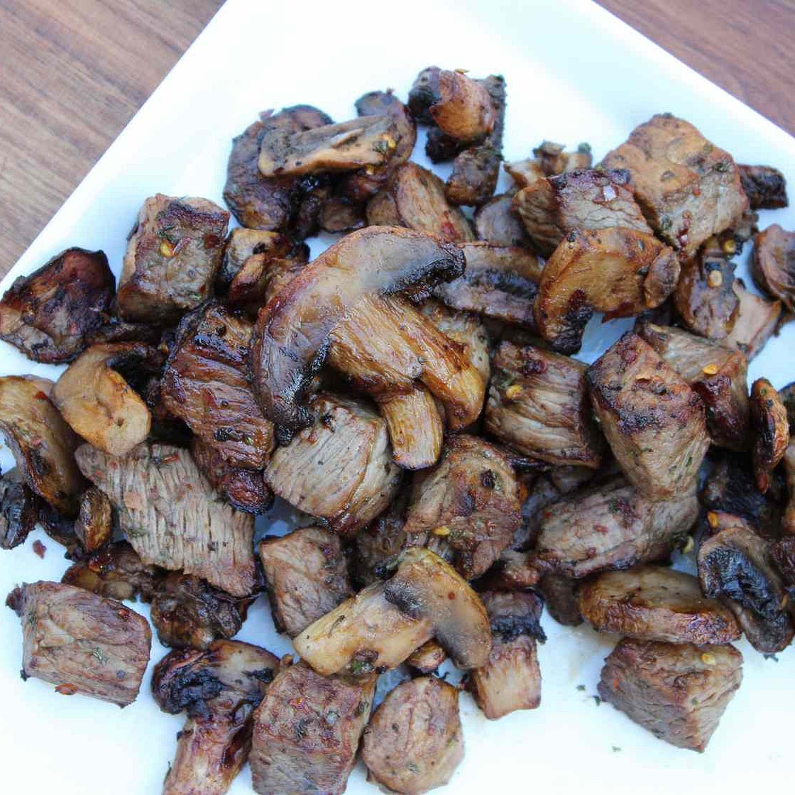 Air Fryer Steak and Mushrooms