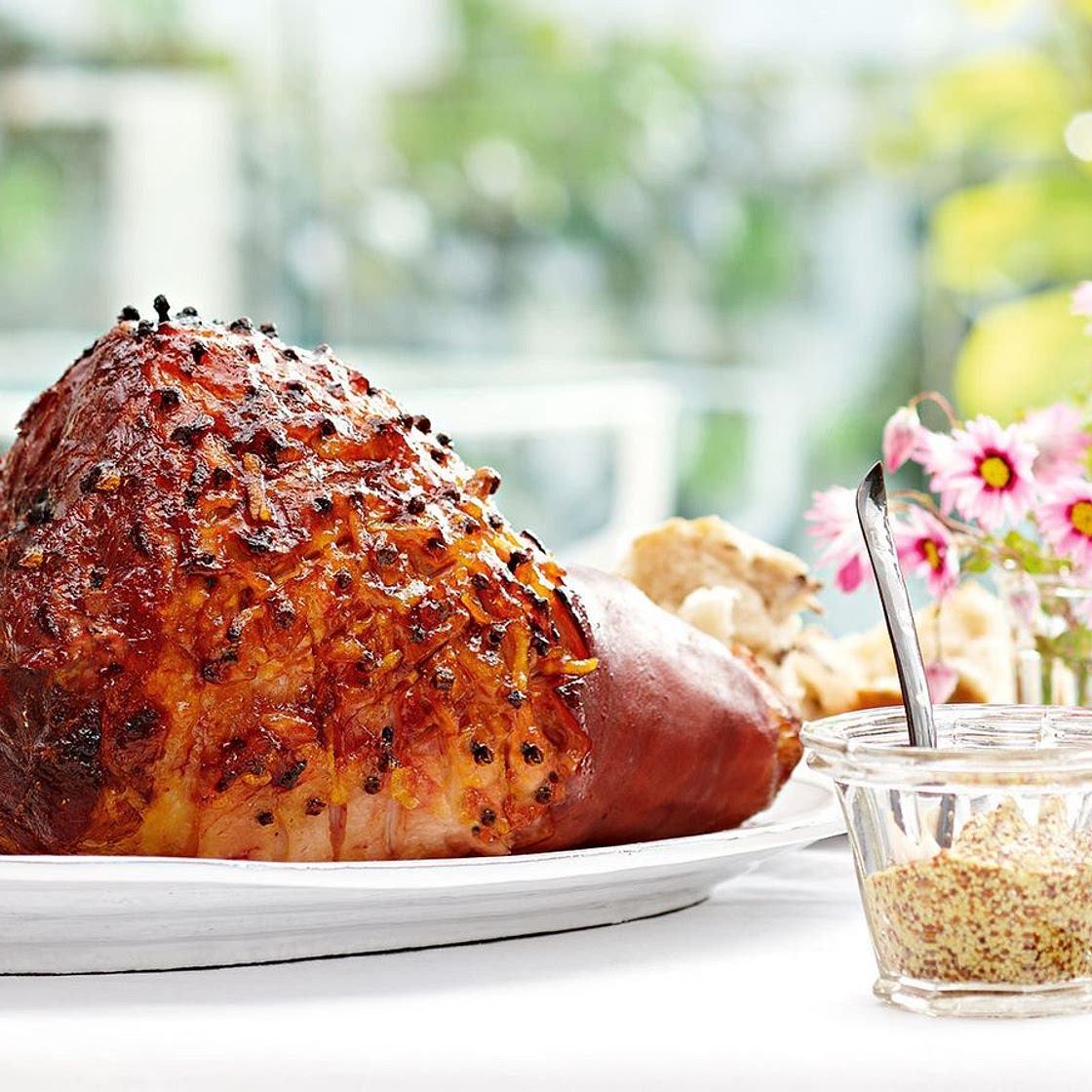 Orange whisky marmalade glazed ham