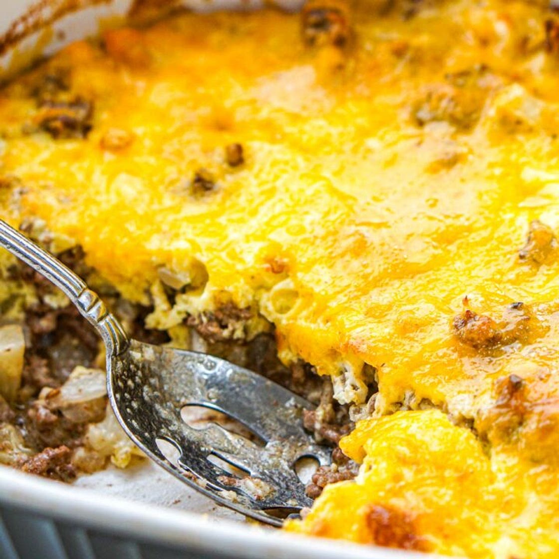 Keto Cheesy Ground Beef Cauliflower Casserole