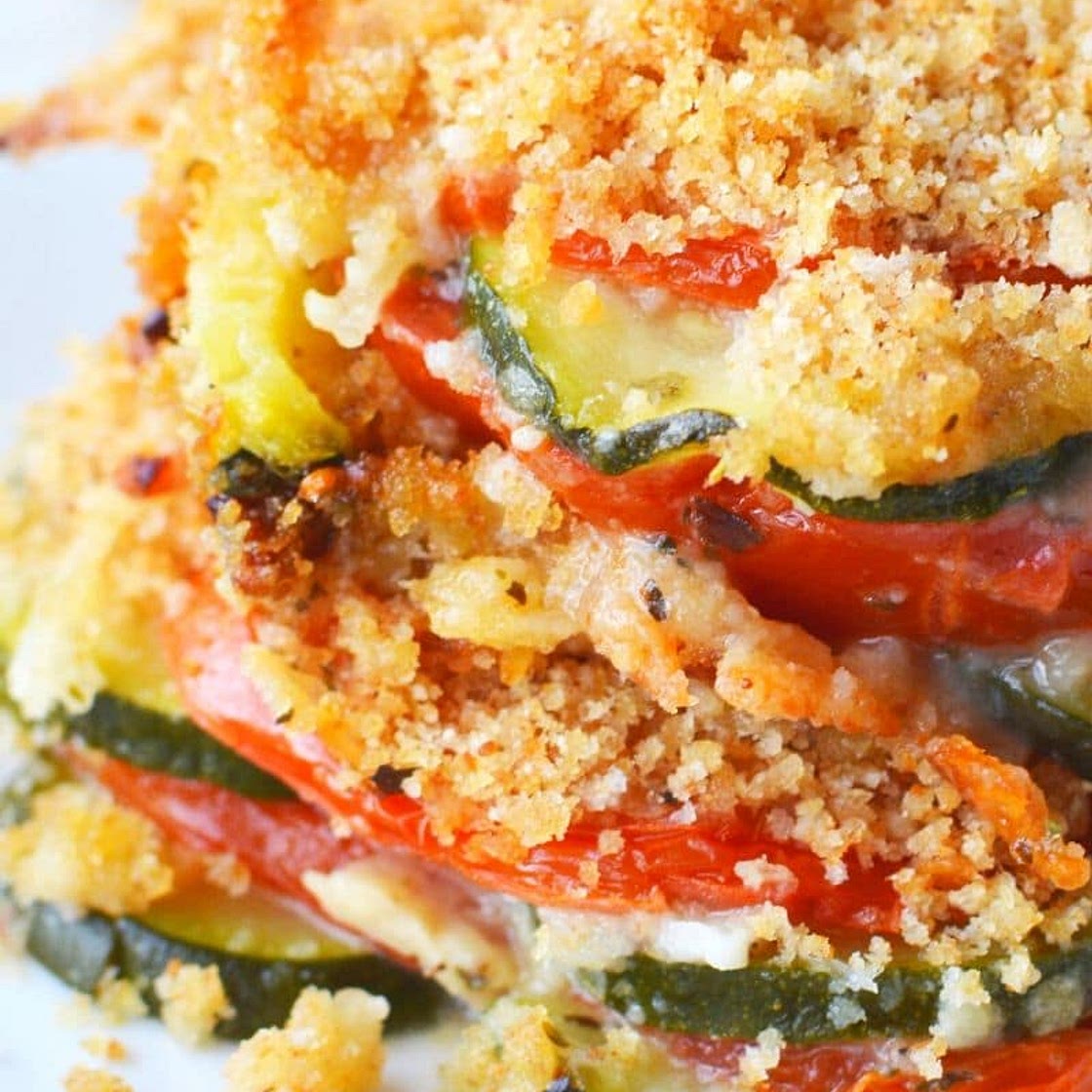 Zucchini Tomato Casserole with Crumb Topping