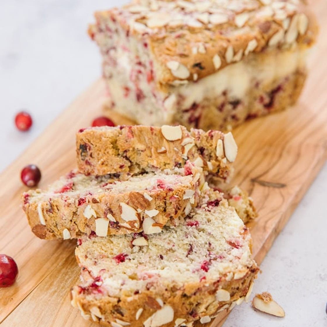 Cranberry Bread with Cream Cheese Swirl